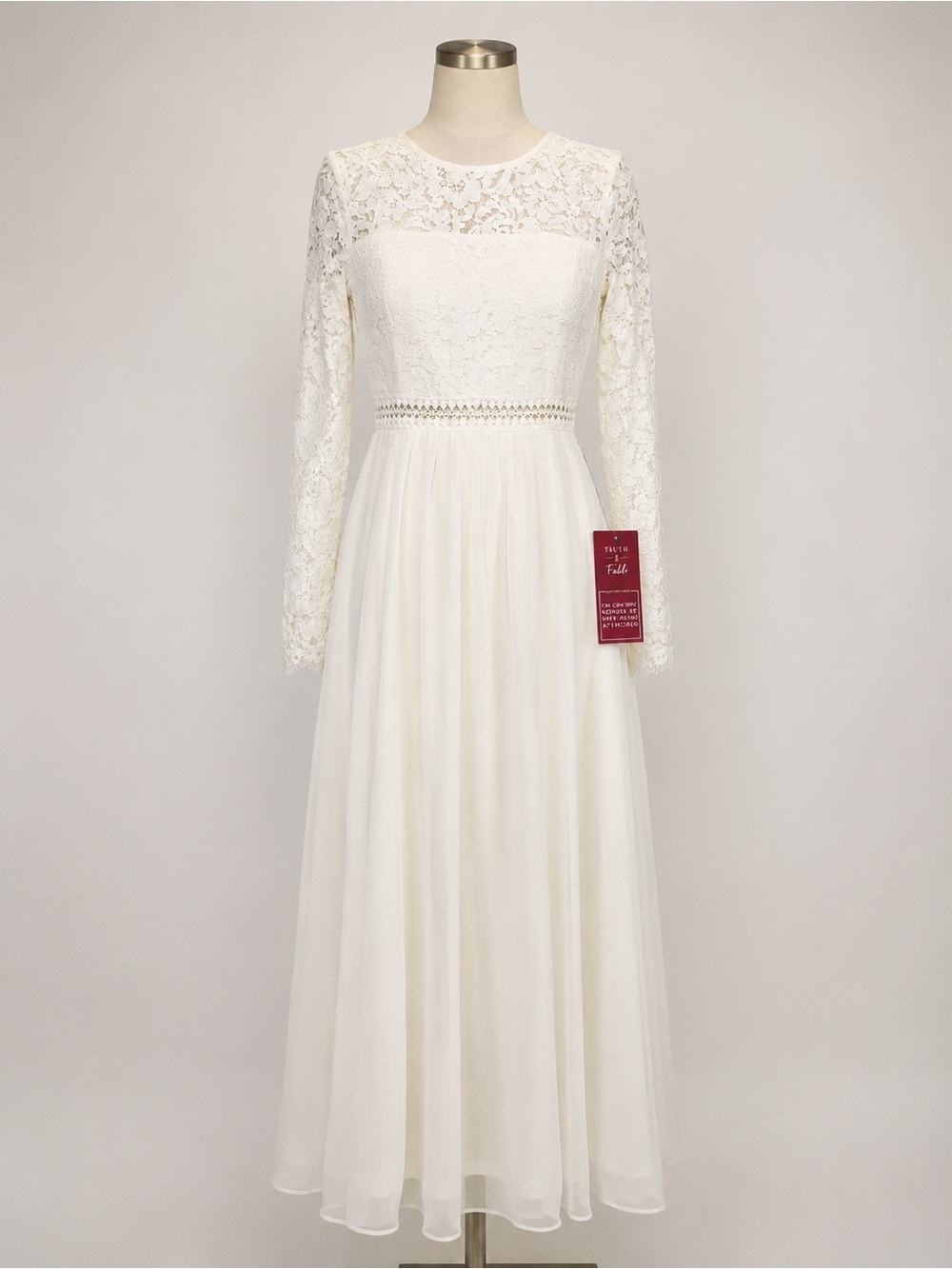 Truth & Fable Ivory Lace Maxi Dress XXS NWT Long Sleeve Bridal Boho